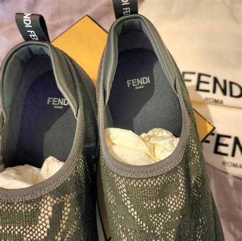 fendi logo mesh slip-on sneakers|Fendi Slip.